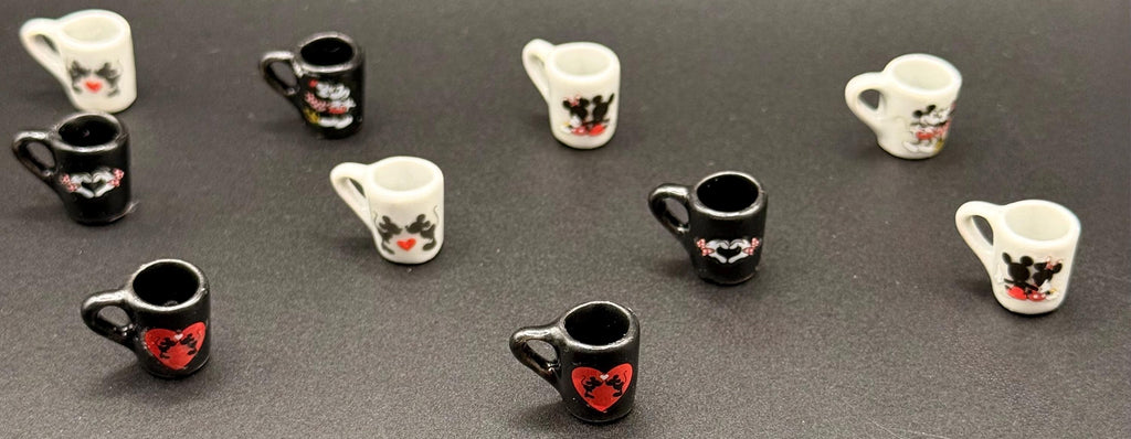 Miniature Mickey and Minnie Mouse coffee mugs
