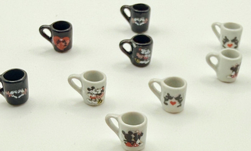 Miniature Mickey and Minnie Mouse coffee mugs