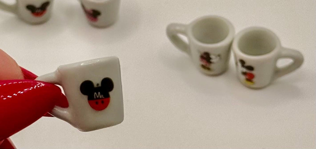 Miniature Mickey and Minnie Mouse coffee mugs-set of 2
