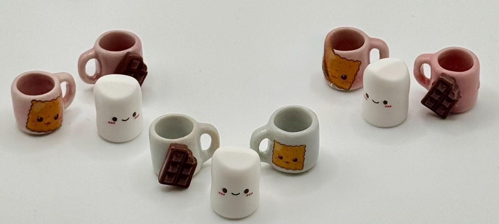 Miniature Graham cracker and Chocolate Smores coffee mugs with Mini marshmallow- set of 3