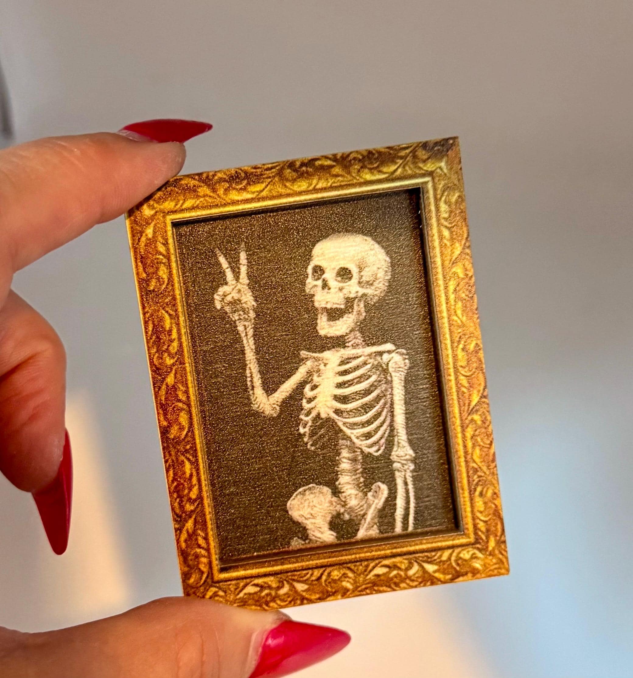 Decorative peace skeleton art framed fridge magnets