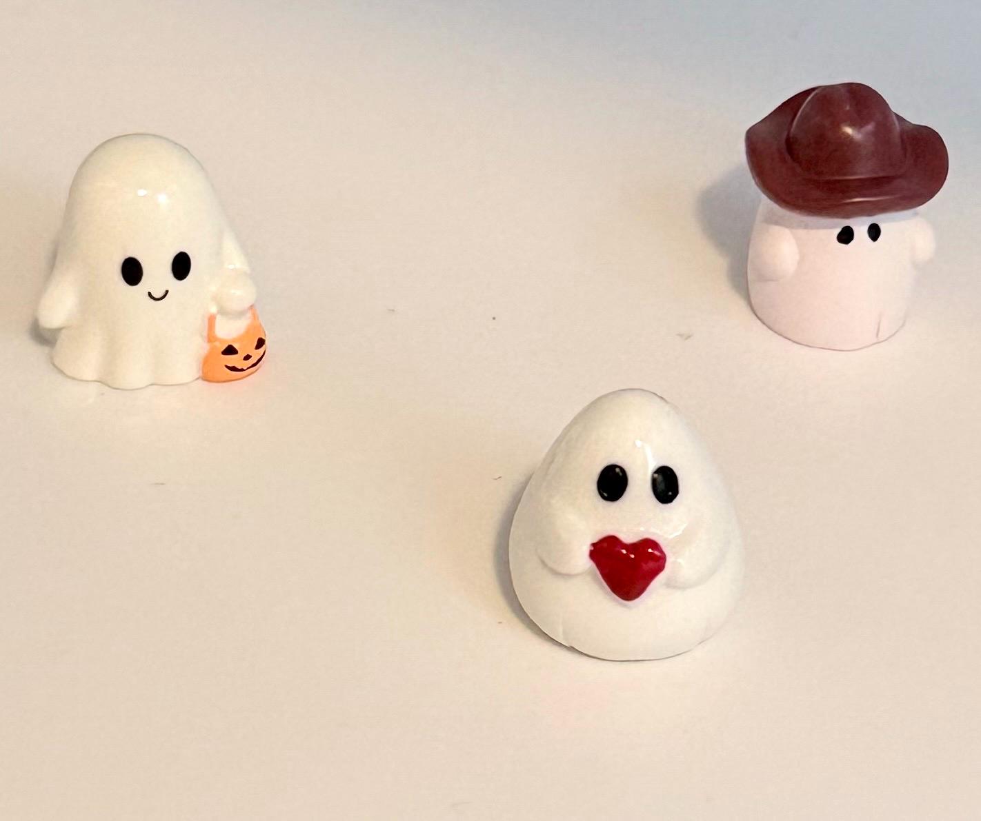 Miniature Ghost Figurines: Halloween Decor, Cowboy, Heart, Pumpkin Pail
