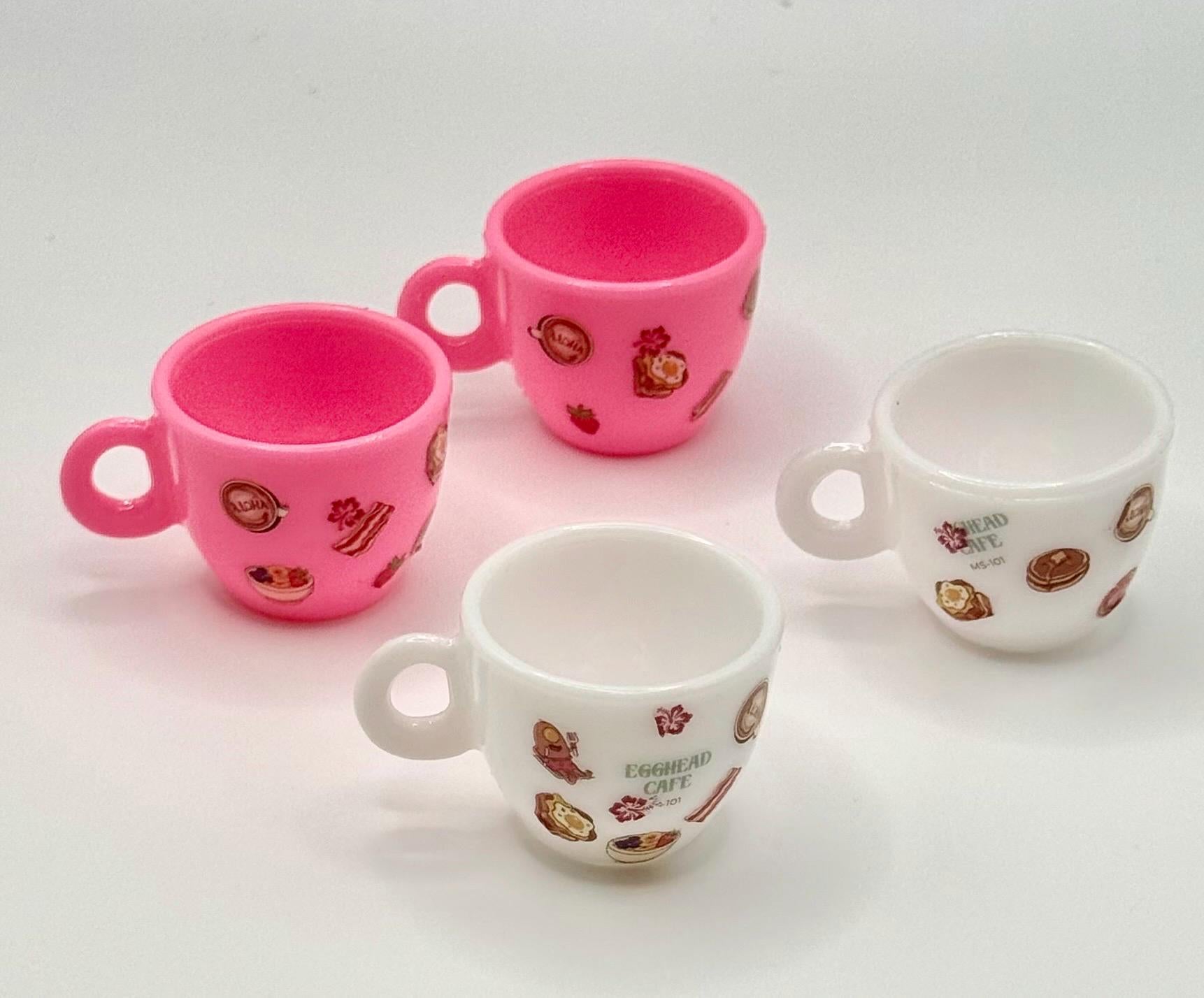 Miniature Breakfast Hawaiian style decorated mugs