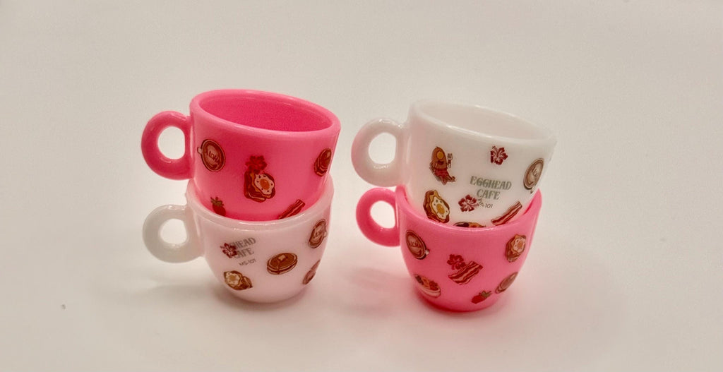 Miniature Breakfast Hawaiian style decorated mugs