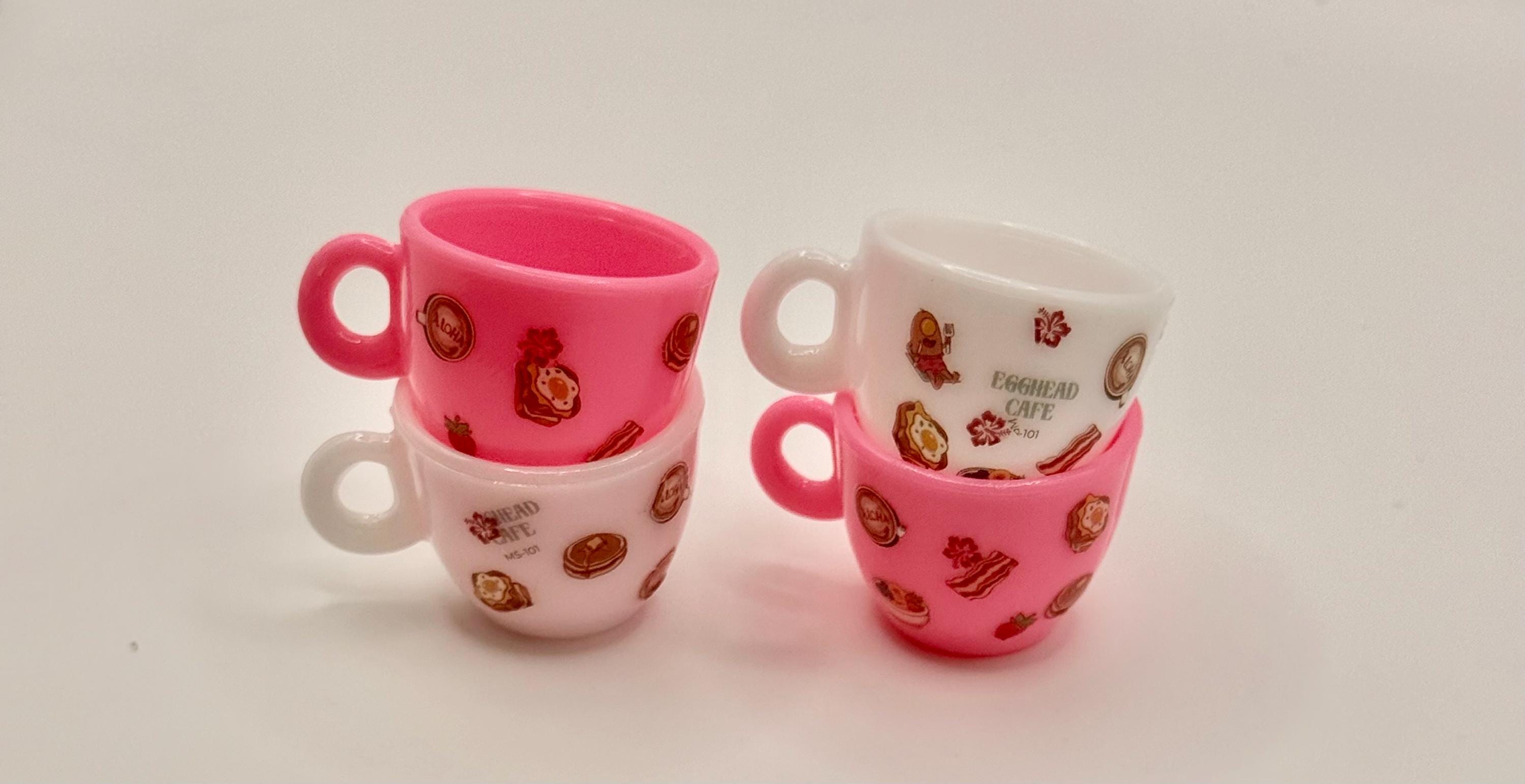 Miniature Breakfast Hawaiian style decorated mugs