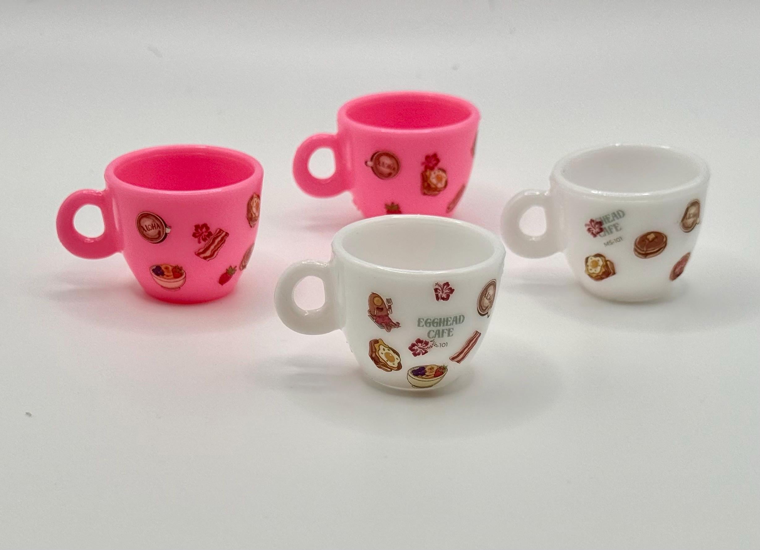 Miniature Breakfast Hawaiian style decorated mugs