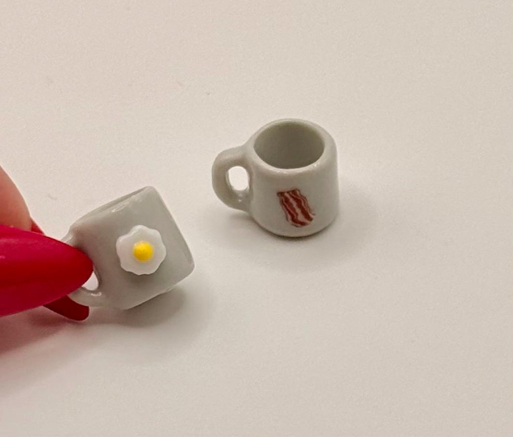 Miniature Breakfast Eggs and Bacon coffee mug set