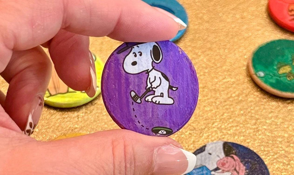Colorful Wooden coin snoopy magnets