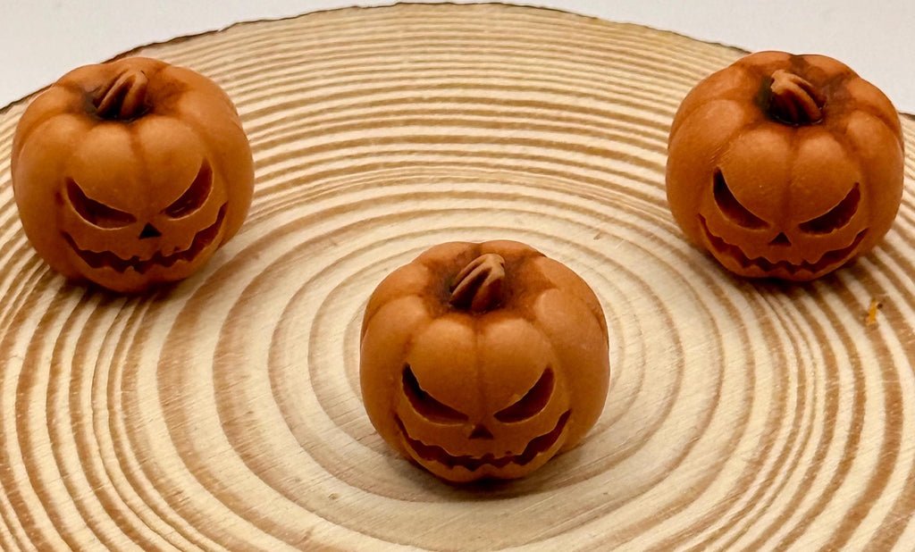Miniature decorative Halloween wooden window frame magnets, and pumpkins