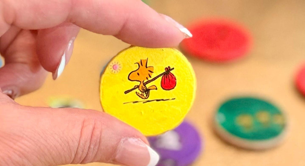 Colorful Wooden coin snoopy magnets