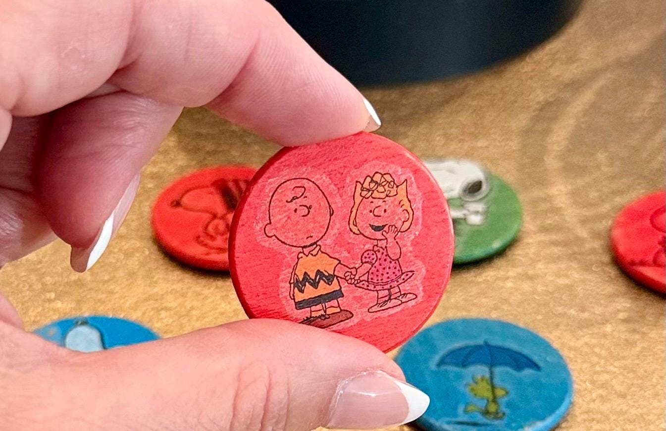 Colorful Wooden coin snoopy magnets