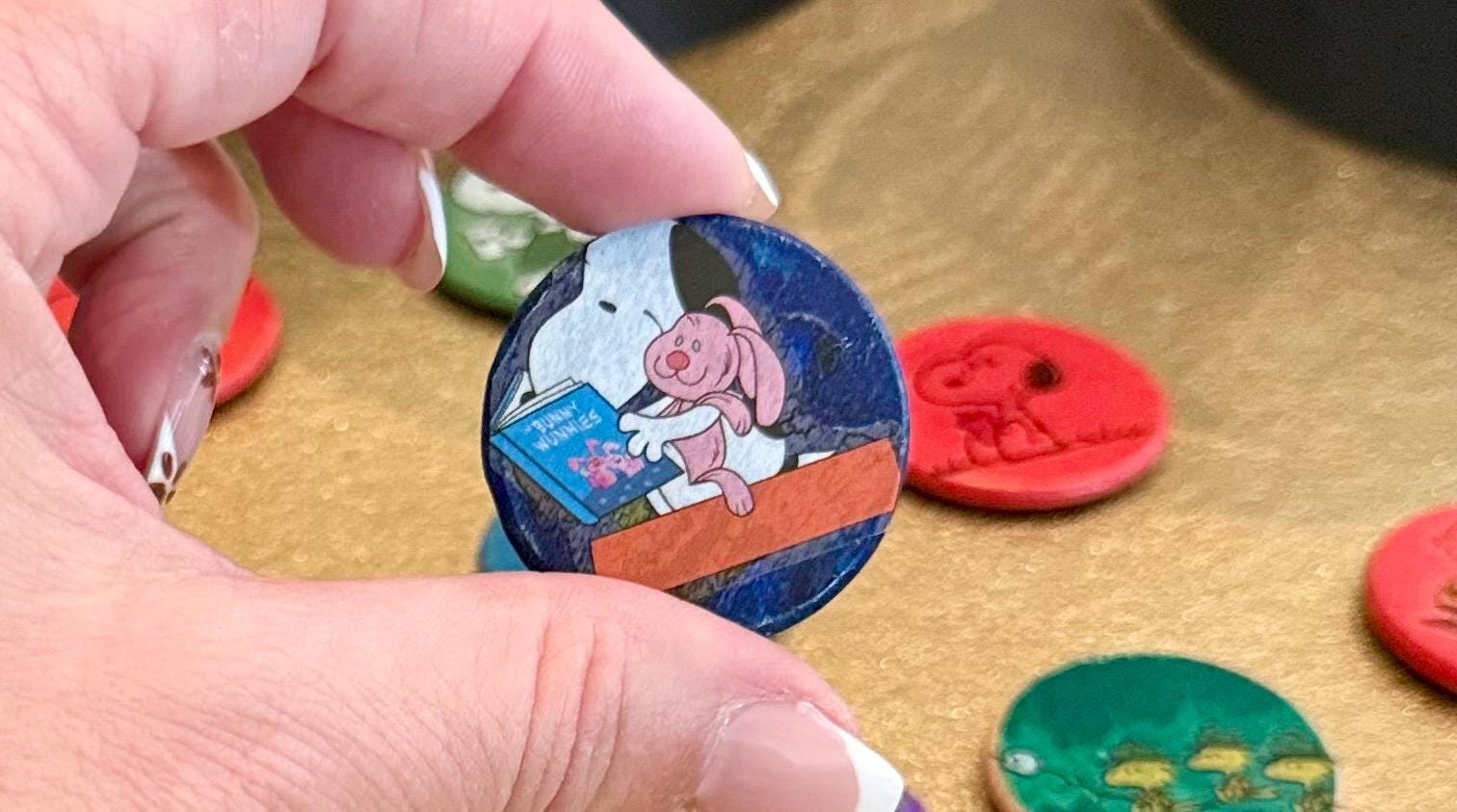 Colorful Wooden coin snoopy magnets