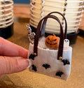 Miniature Halloween Bat designed tote/purse bag filled with miniatures.